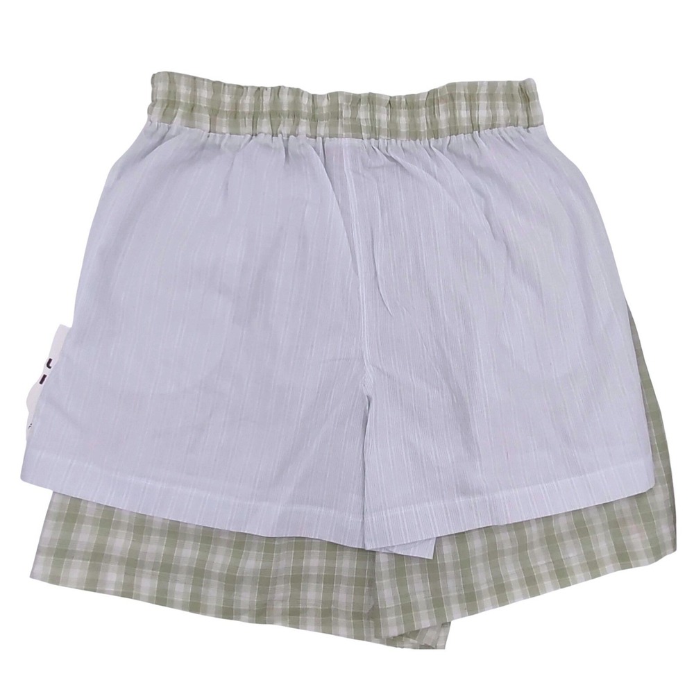 2 Cotton Sleep Shorts Women (M) Pajama Boxer Pockets Green Gingham & Blue Stripe - Picture 3 of 7
